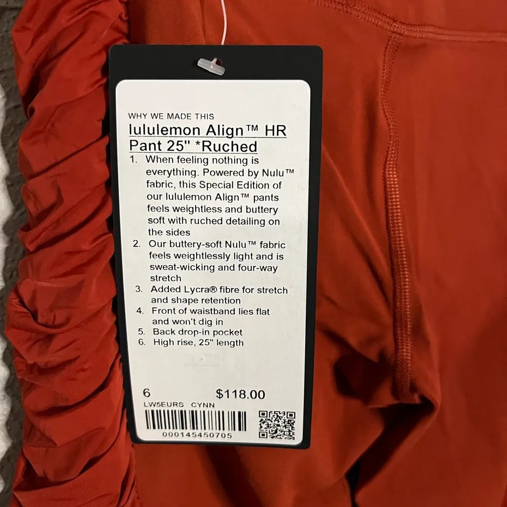 Lululemon Align HR pant 25” Ruched in cayanne color size 6 - Image 5