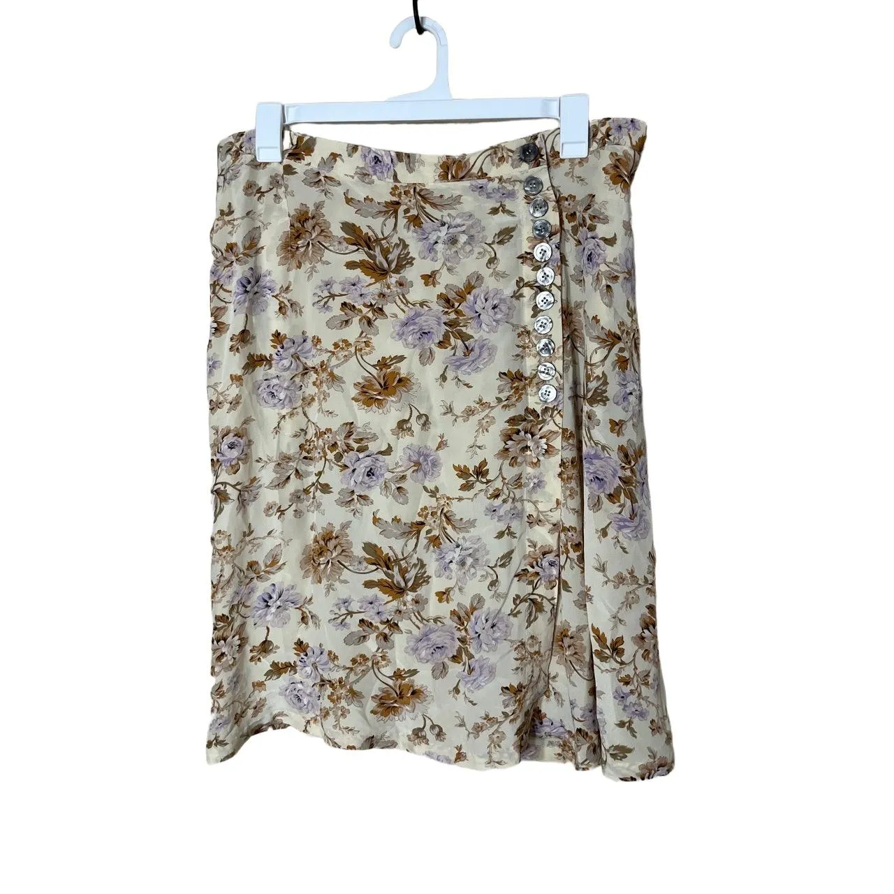 Vintage EVAN-PICONE Womens Skirt Size 20W Cream Floral Silk Elastic Waist‎ - Image 2