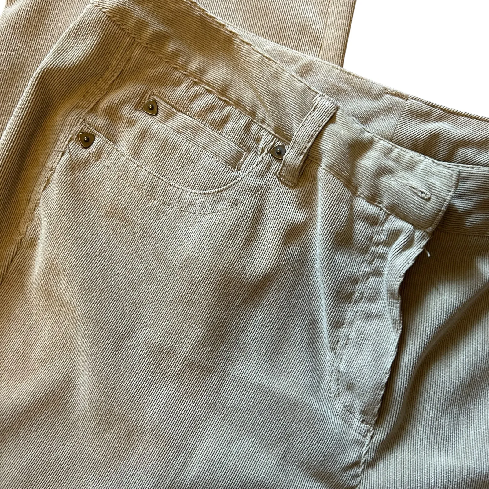 Corduroy Pants Soft SZ 14 High Rise Straight Leg Office Chic New Directions Tan - Image 5