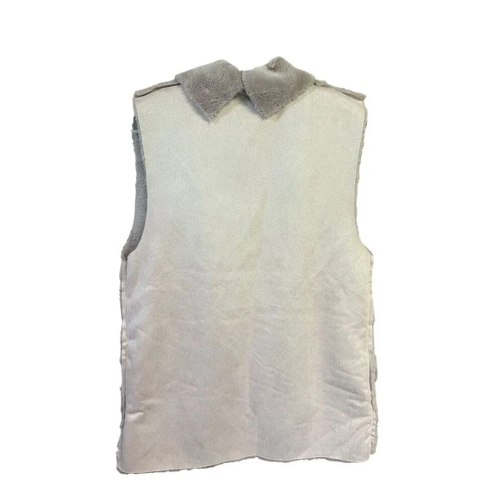 Love Of Fashion Faux Fur/Faux Suede Open Vest One Size Beige NWT Tan - Image 2