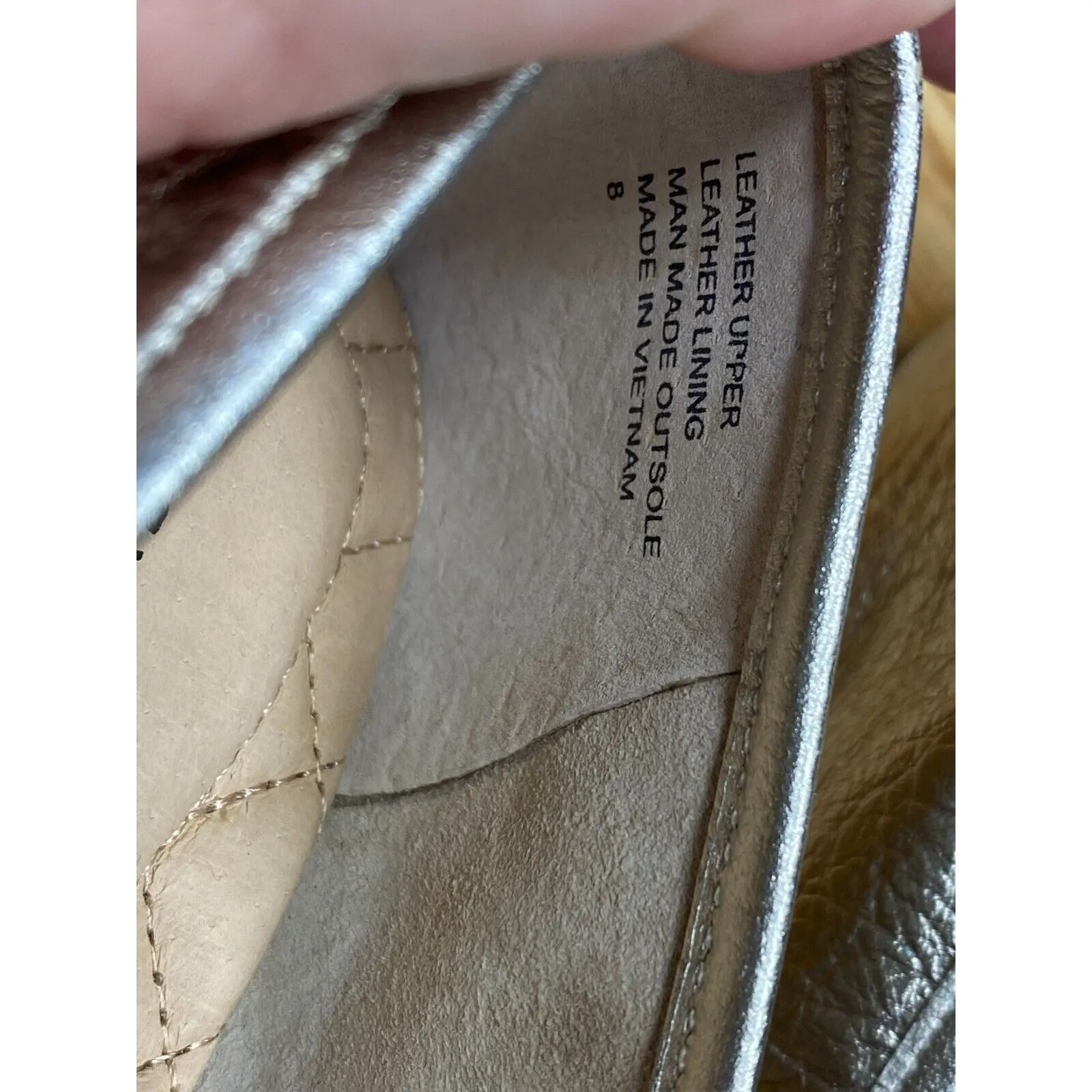 Birdies Flats Women's 8 Sliver Patent Leather Slip On Almond Toe Loafers S24 - Image 4