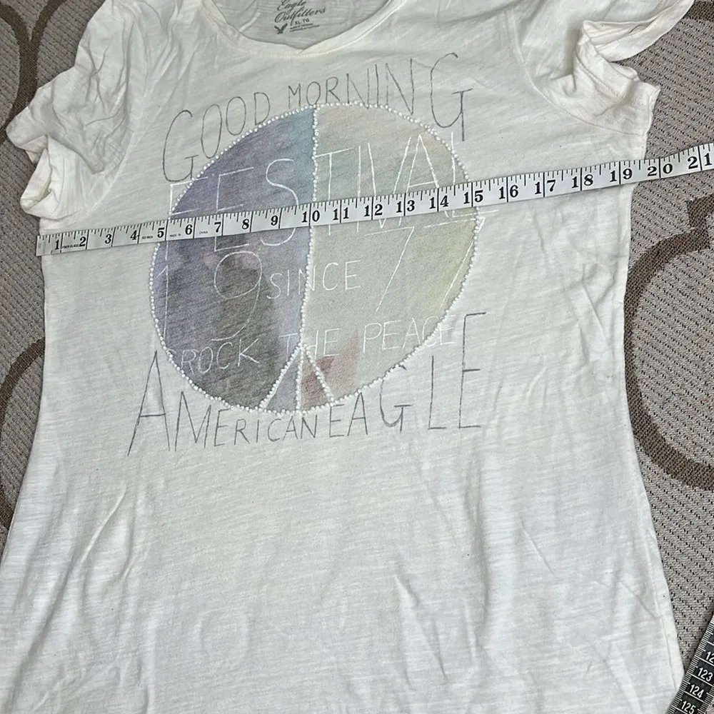 American Eagle Outfitters beaded peace sign good morning short sleeve shirt - Image 6
