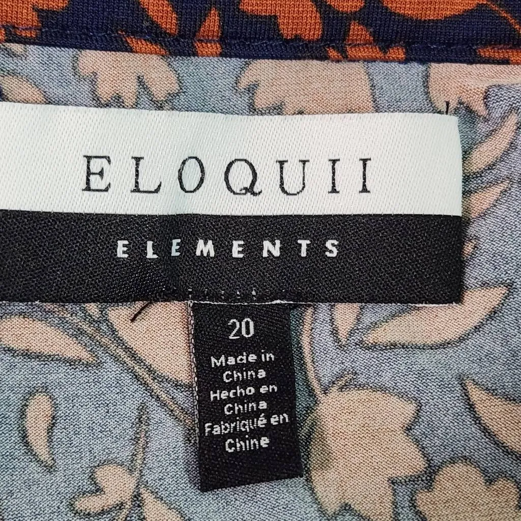 Eloquii Navy and Brown Floral Print Shirt Dress Size 20 Navy Tie-Waist Dress - Image 7