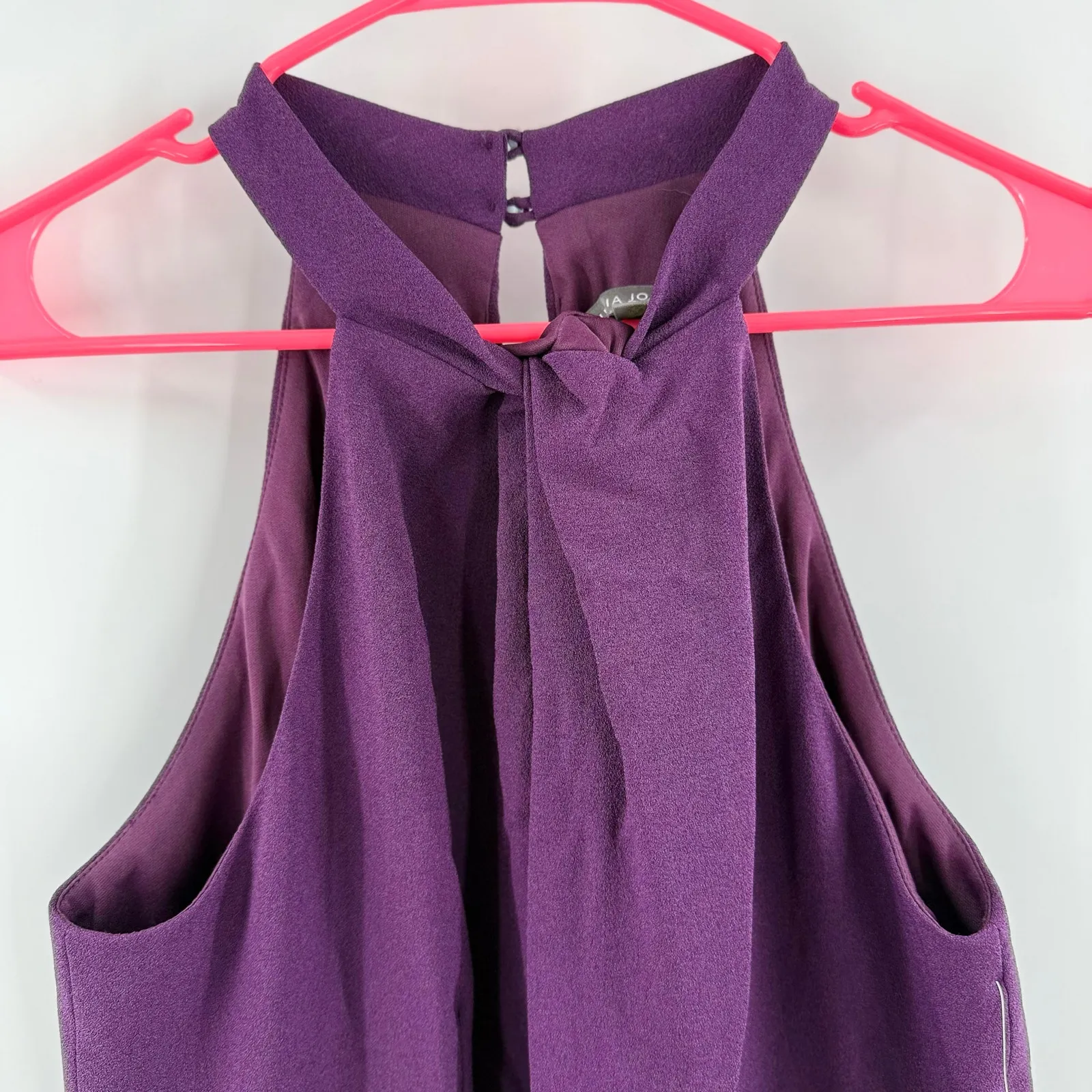 JULIA JORDAN Jumpsuit Size 10 NWT Plum Sleeveless Wide Leg Cocktail Halter Neck - Image 9