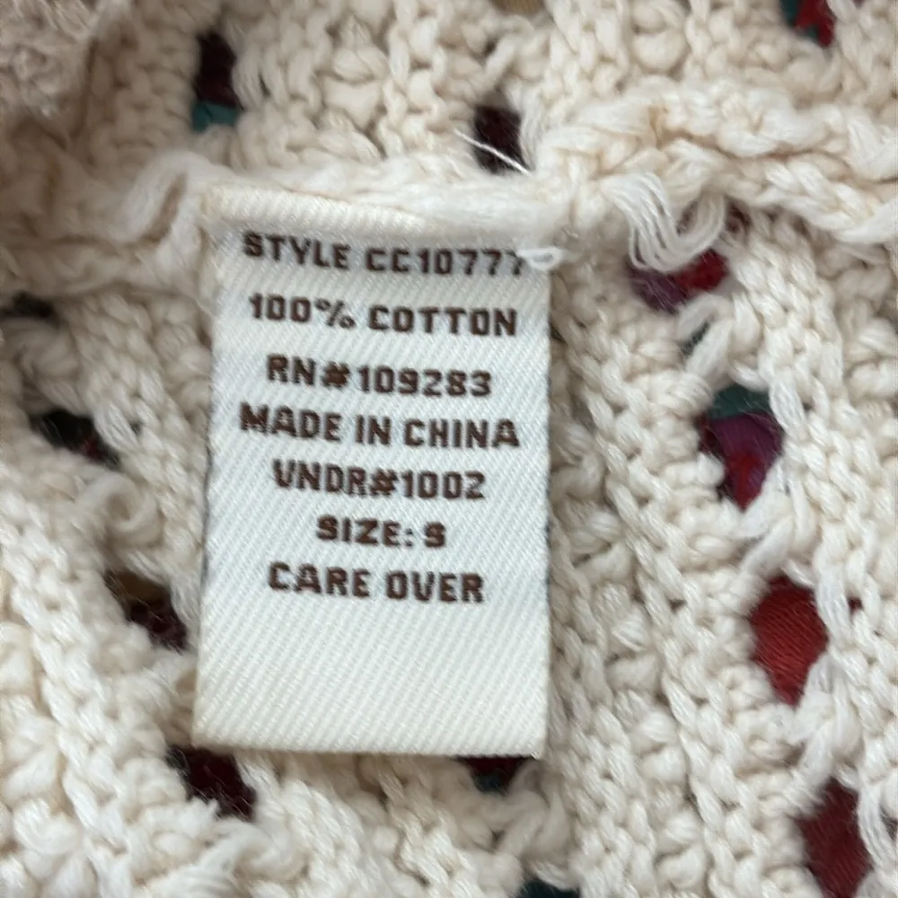 Vintage Havana Cream & Tan Crochet Cotton Cropped Sweater Tank Top - Image 4