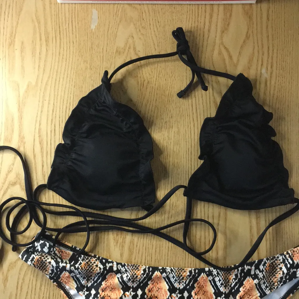 2Pc Sexy Romwe Bikini Swimsuit Snake Print Large - Image 3
