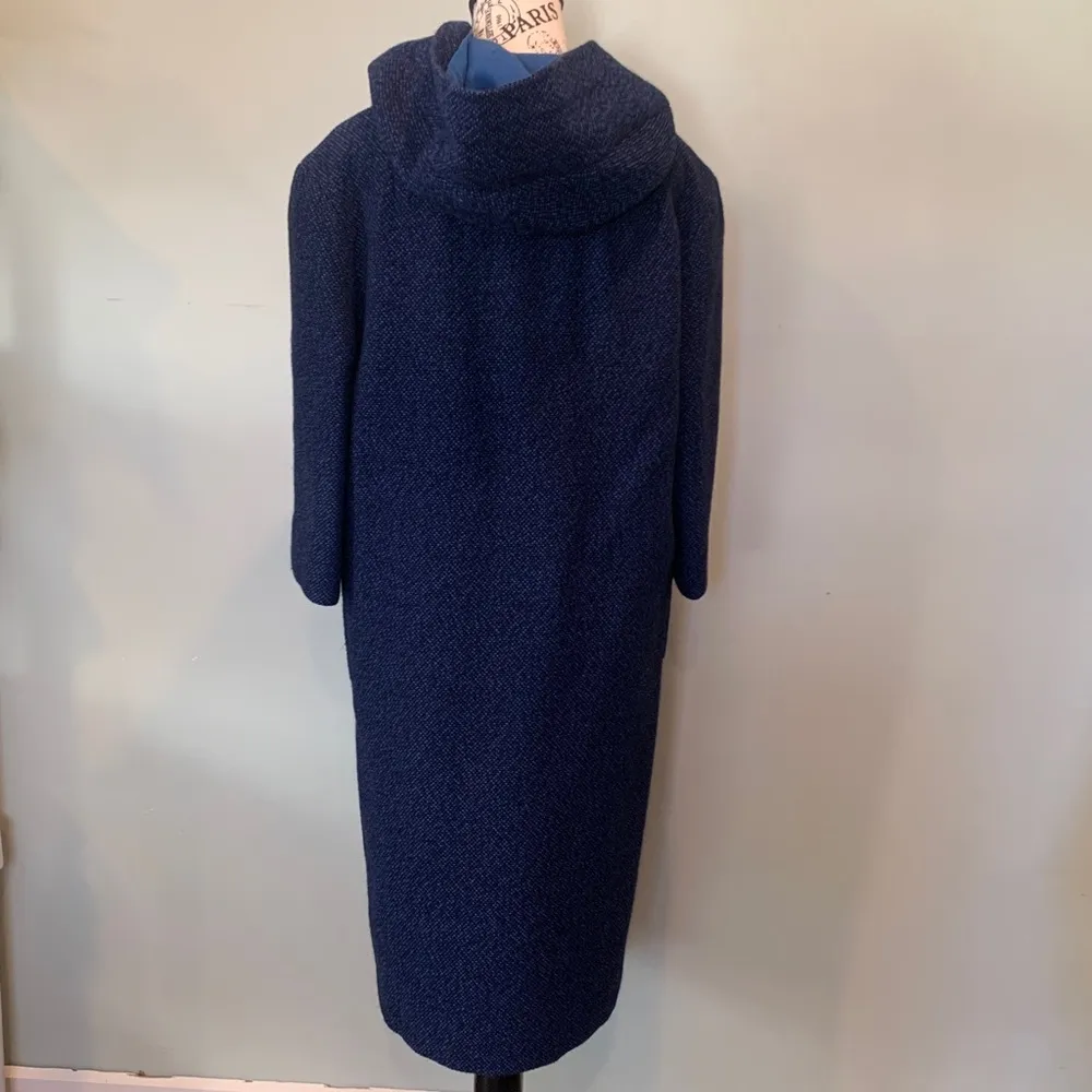 Vintage Delta Uniforms Airline Staff Blue Hooded Approx. Women’s Small Wool Coat - Image 4