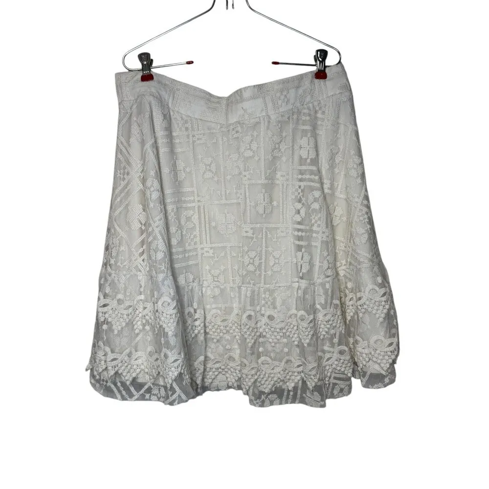 Torrid Women Skirt Lace Sheer Line Embroidered Pull On Elastic Waist Ivory Large - Image 7