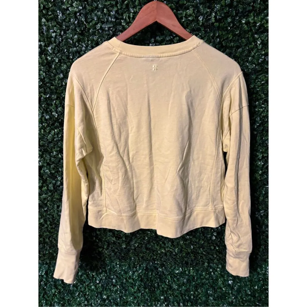 Sweaty Betty Cropped Yellow Long Sleeve Crewneck Size Small - Image 4