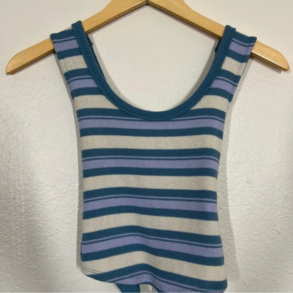 We The Free Blue Stripe Knit Workshop Tie Back Tank - Image 3