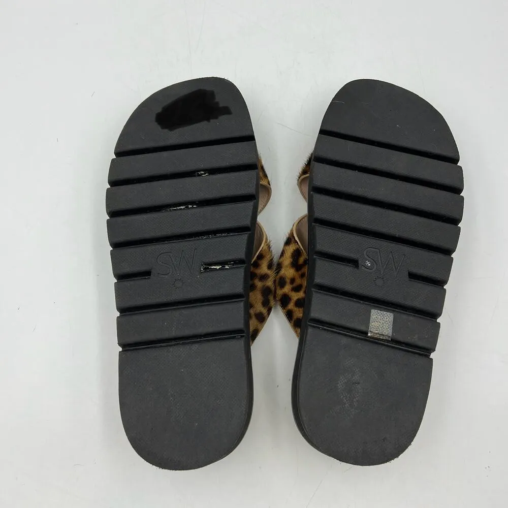 Stuart Weitzman Roza Lift Chain Haircalf Sandal Side Leopard Print - Image 5