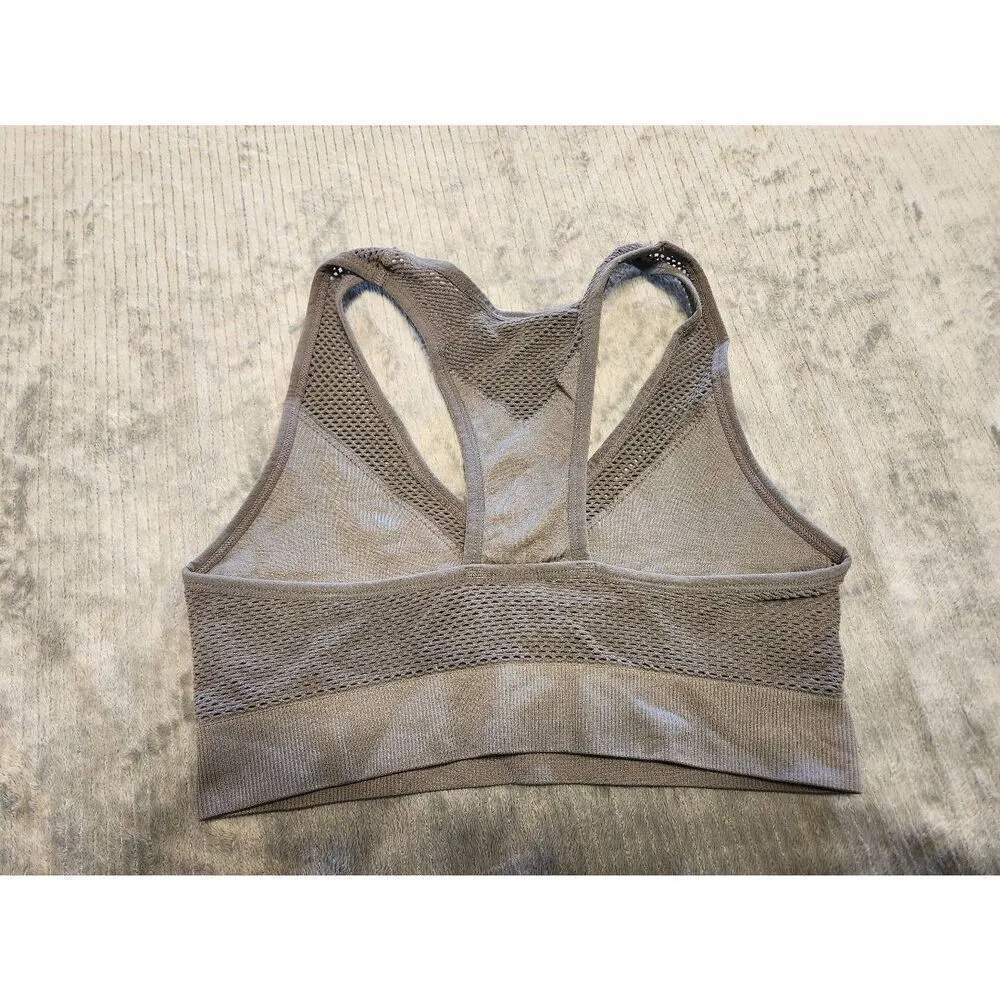 NEW BALANCE Racerback Sports Running Bra Size L Gray - Image 2
