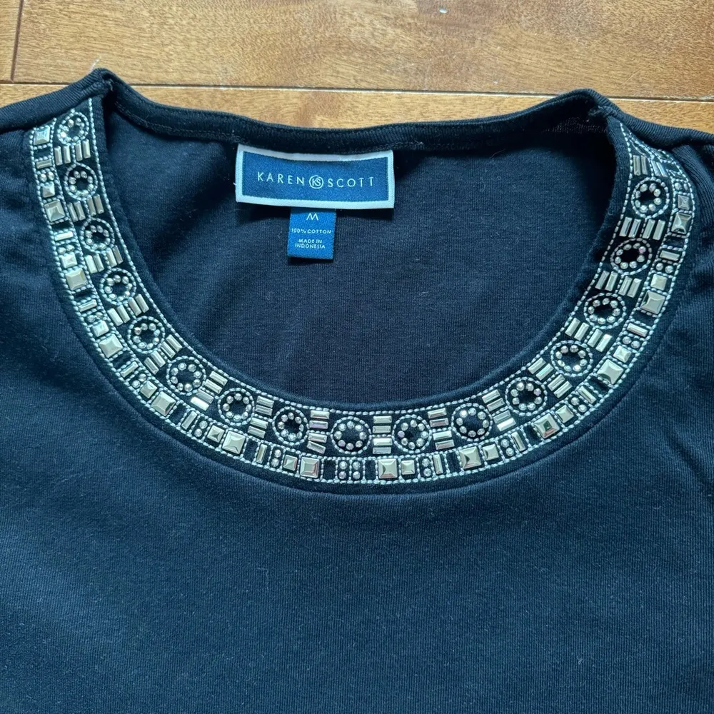 Karen Scott Top with Decorative Neckline - Image 2