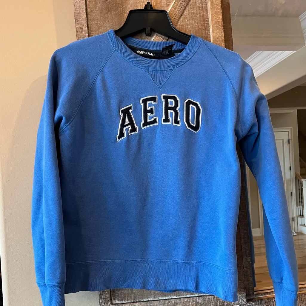 Aeropostale Y2K Sweatshirt Blue Aero Cotton Womens XS - Image 7