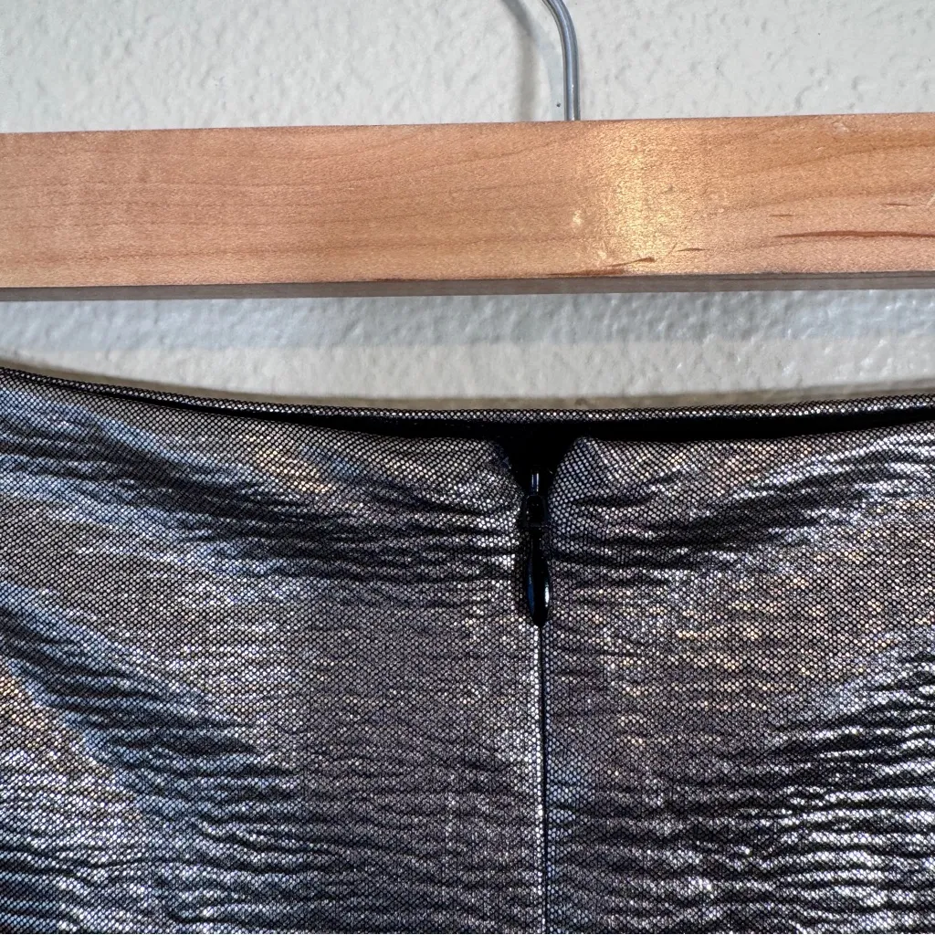 Hutch Anthropologie Silver Metallic Mini Skirt Womens 2 Party Formal Classic - Image 6