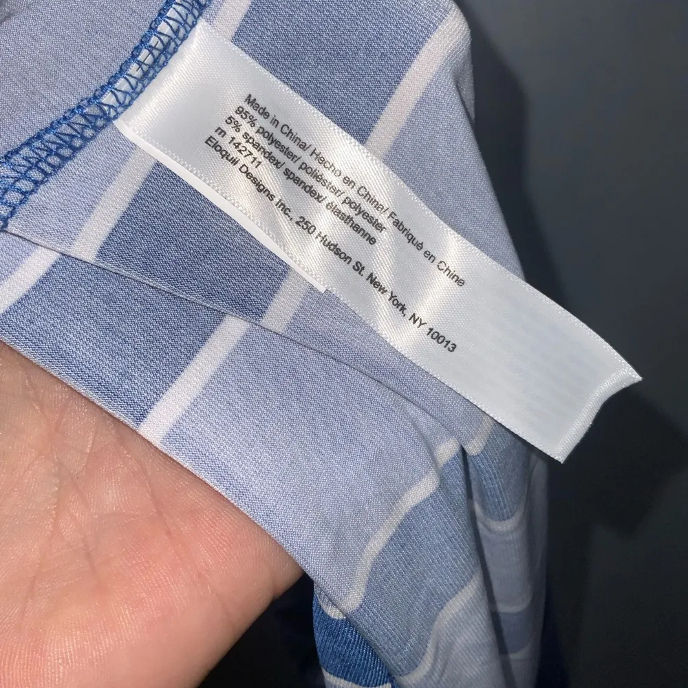 Eloquii Elements Blue Stripe Tie Front Deep V Plunging Neckline Maxi Dress 14/16 - Image 10