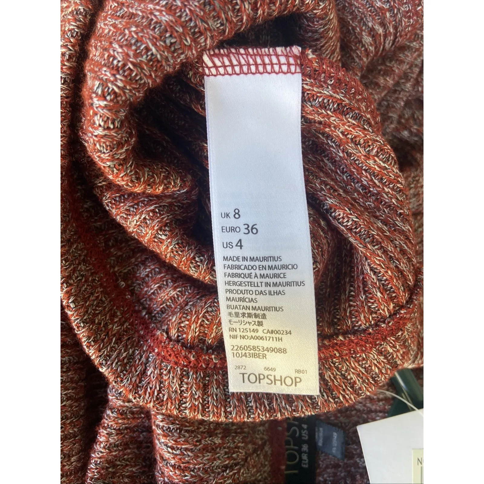 Topshop Brick Red Ribbed Knit Turtleneck Bodycon Sweater Dress Women 4‎ NEW NWT - Image 12