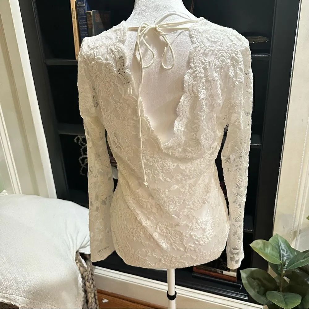 Ambiance White Lace Long Sleeve Body Suit Size Large NWOT - Image 10