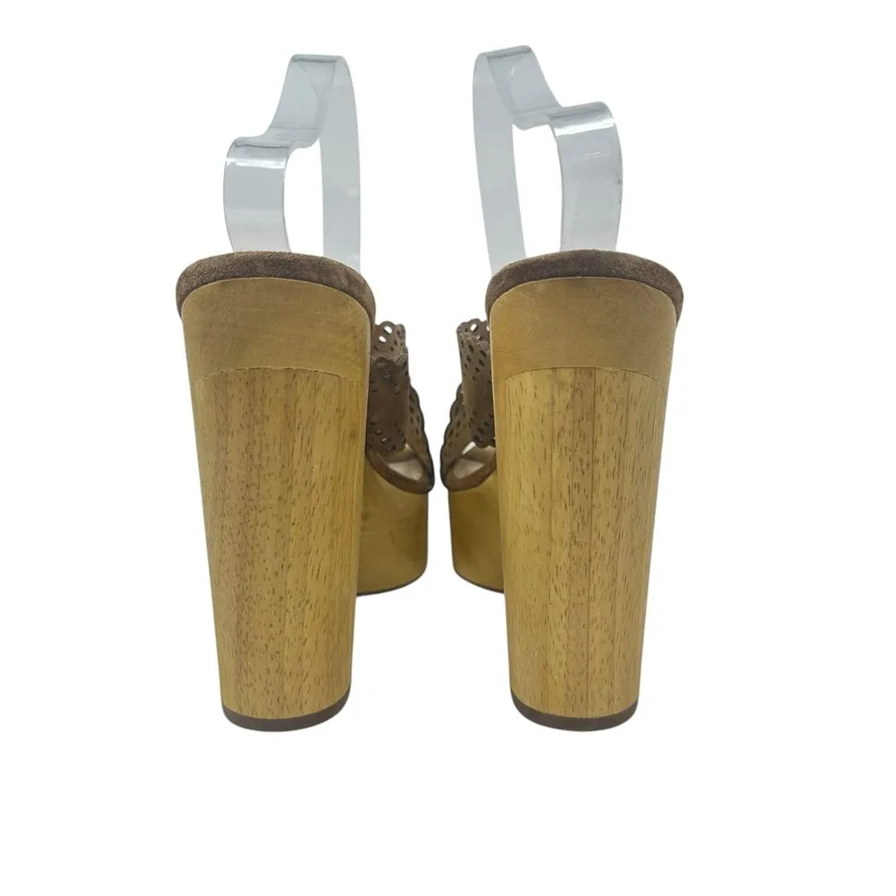 Veronica Beard Gaynor Clog‎ Sandals Suede Scalloped Hazelwood Brown Size 10 - Image 11