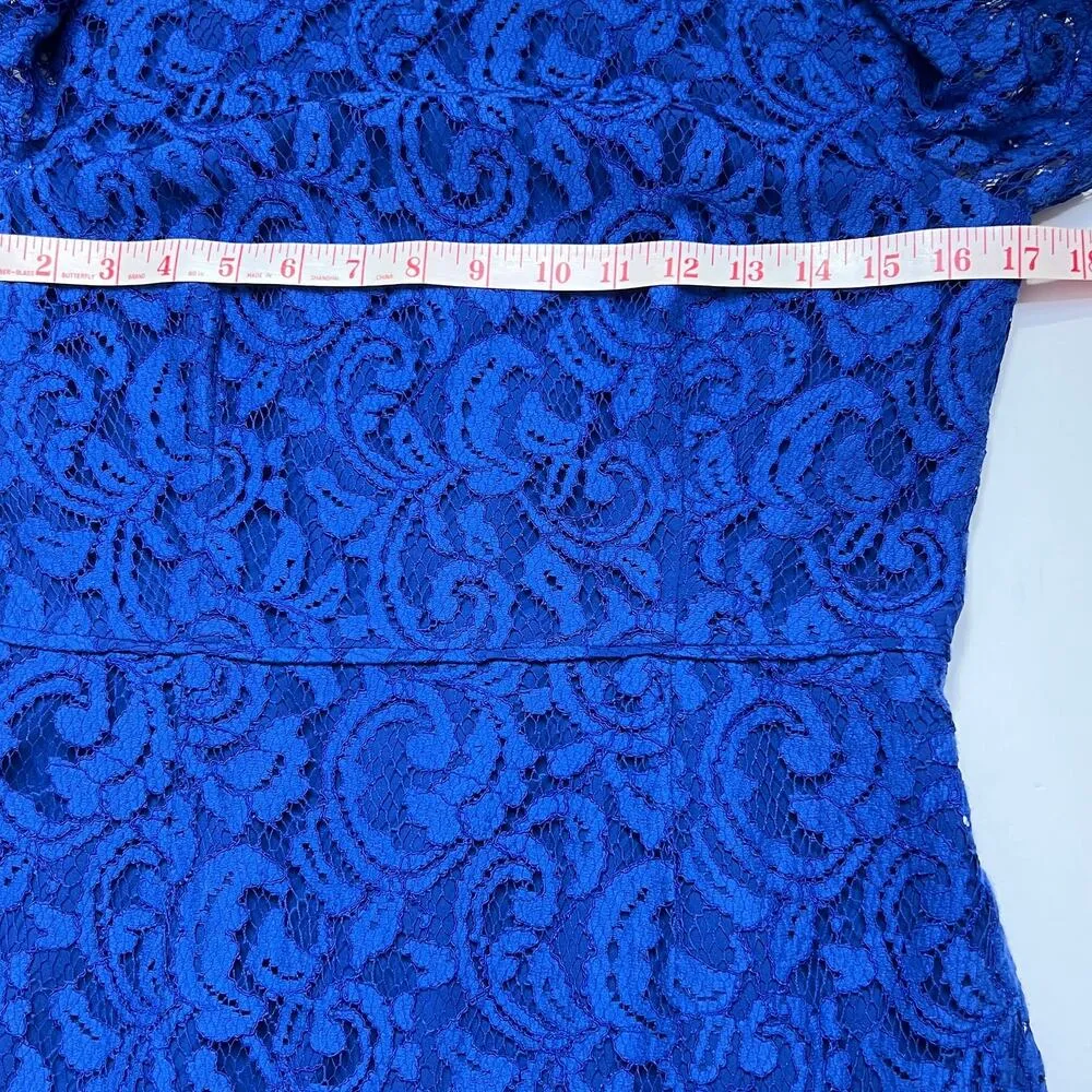 J. Crew Natalia Blue Lace Sheath Dress Size 8 - Image 8