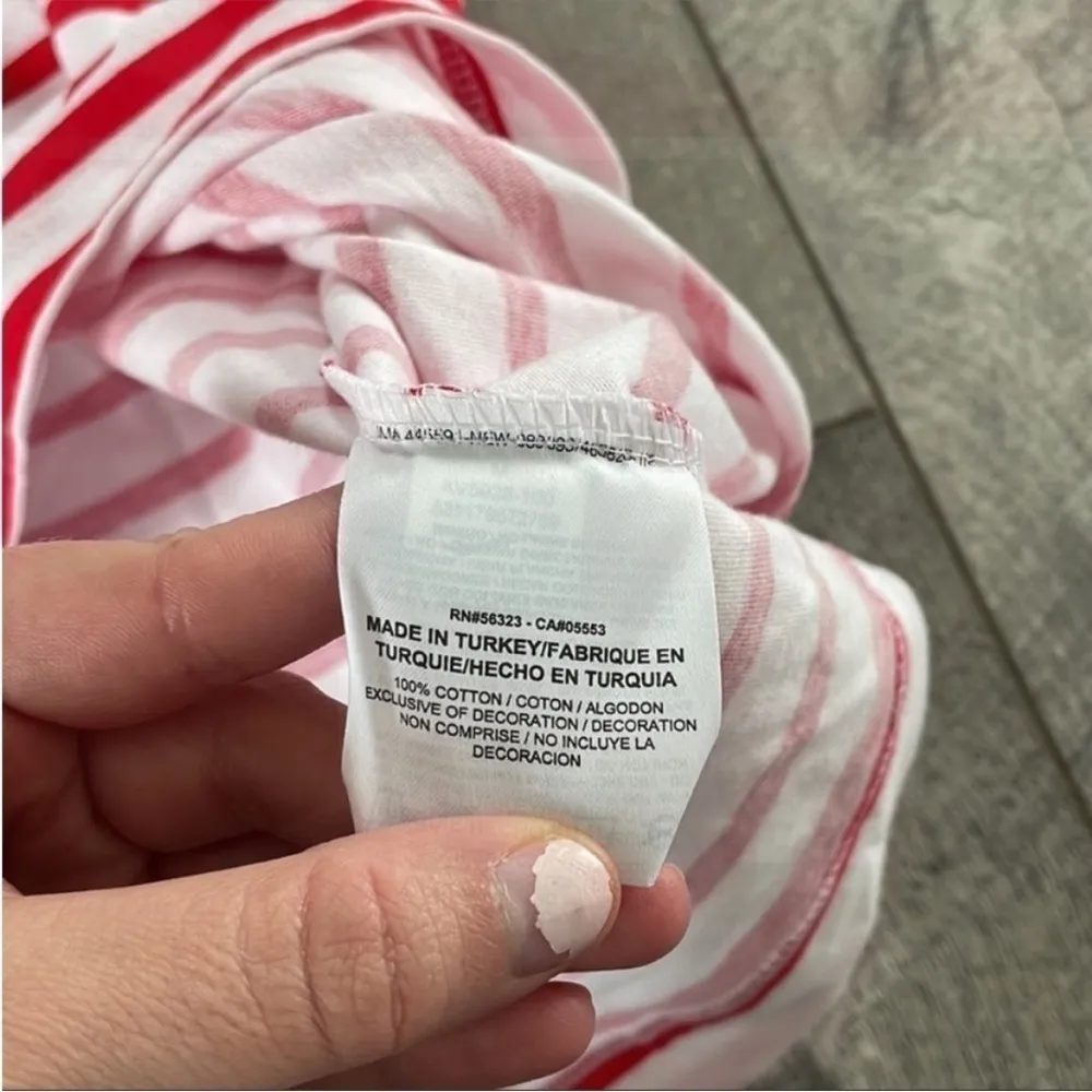 Nike Size Medium Red and White Striped Sporty Preppy T-Shirt - Image 5