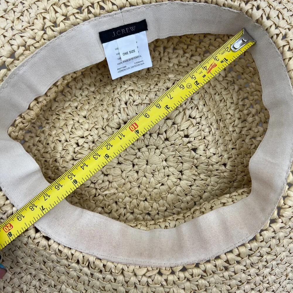 J. Crew Straw Crochet Floppy Hat C8129 - Image 8