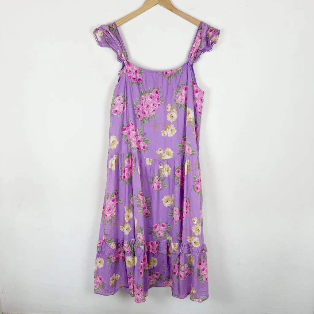 Betsey Johnson Cotton Bouquet Print Tiered Cottagecore Maxi Dress - Image 7