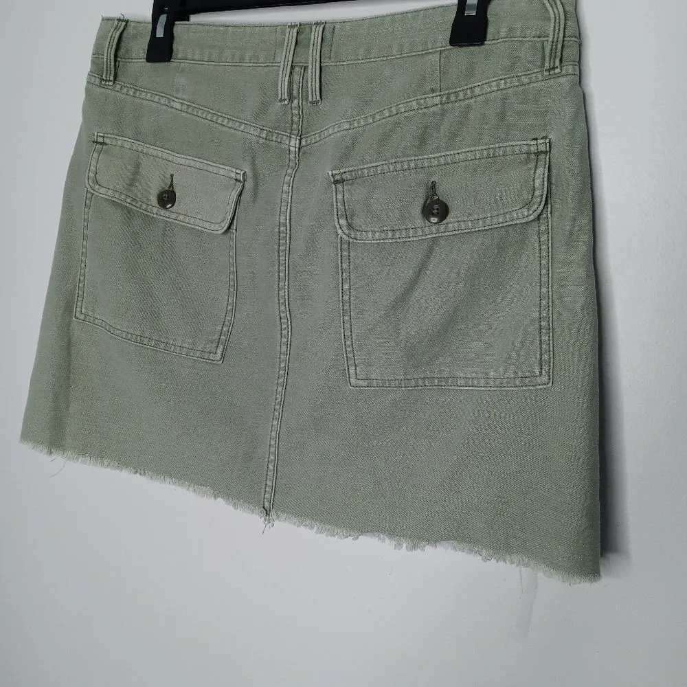 Frame Canteburry Blue Green Raw Hem Mixed Media Le Cargo Mini Denim Skirt 28 - Image 8