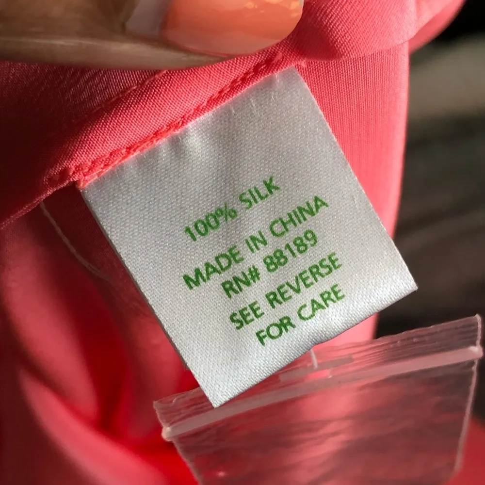 LILLY PULITZER | Coral Pink Silk Blouse Sz XS - Image 8