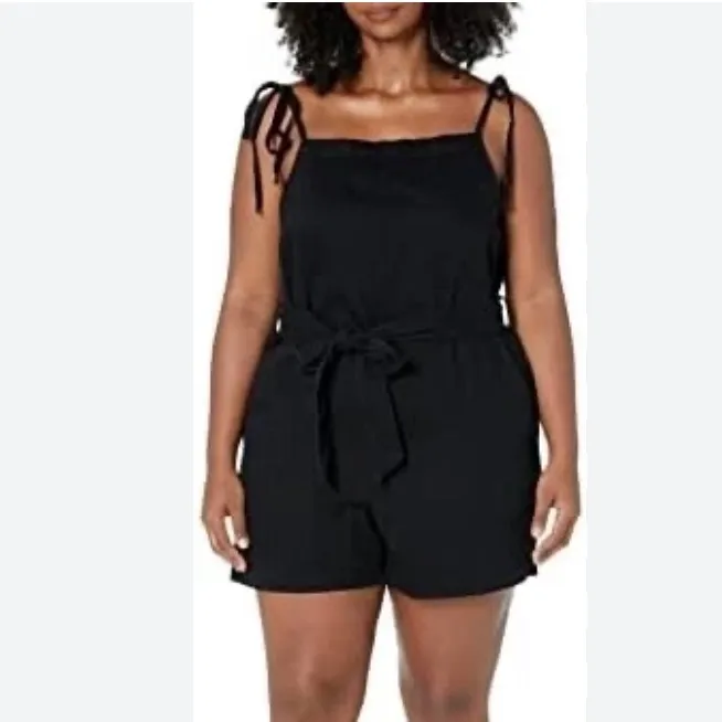City chic overalls short romper adjustable ties 16 NEW black pockets - Image 2