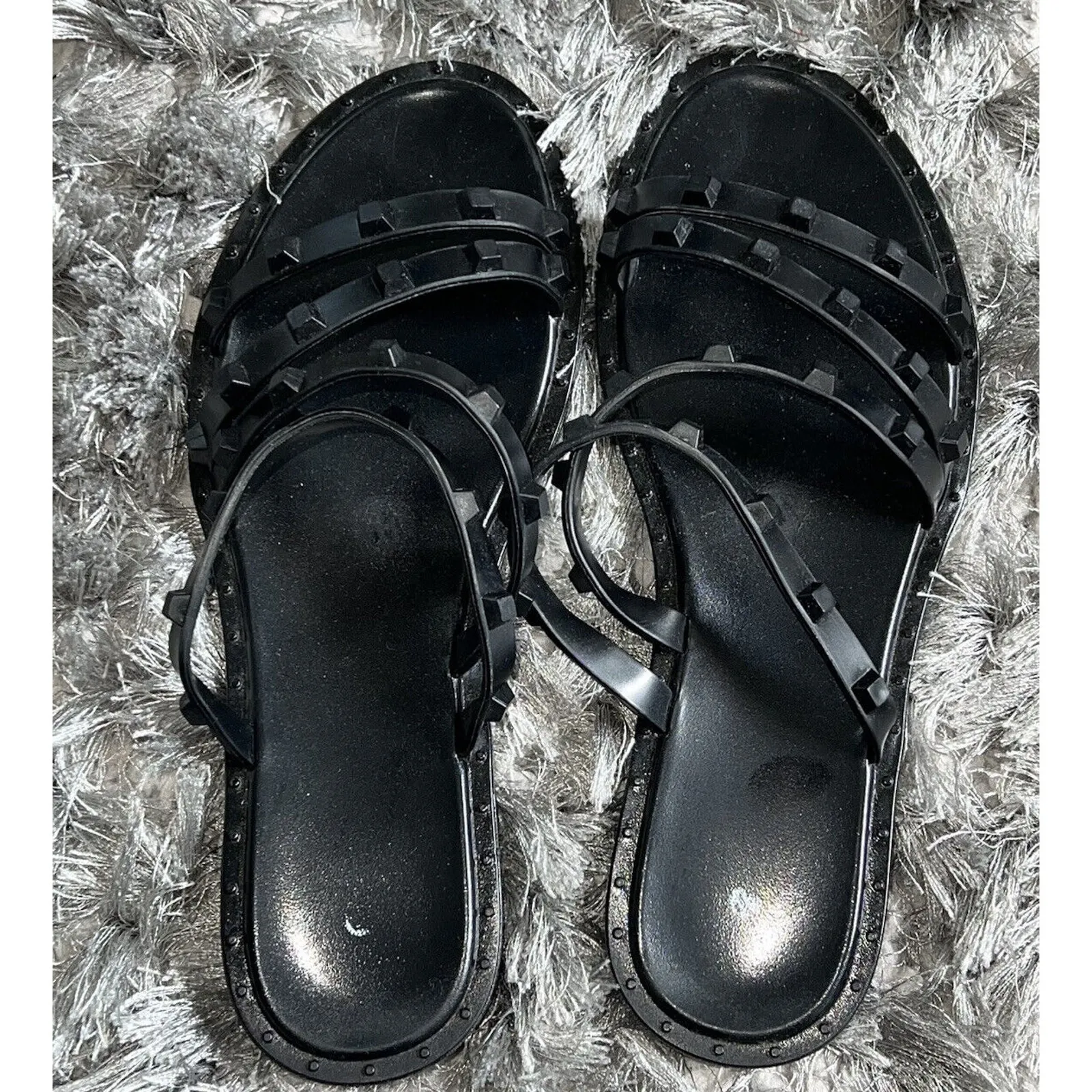 Shade & Shore Sandals Women 6 Slip On‎ Studded Flat Minimalist Night Out - Image 3