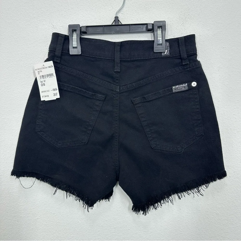 7 for‎ All Mankind Women's Size 23 Black Denim High Rise Cut Off Shorts Festival - Image 2