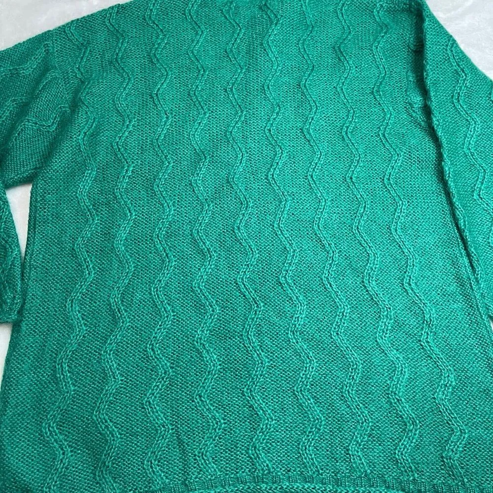 Vintage Esprit Cable Knit Sweater Womens Large Oversized Green Mohair Wool Blend - Image 9