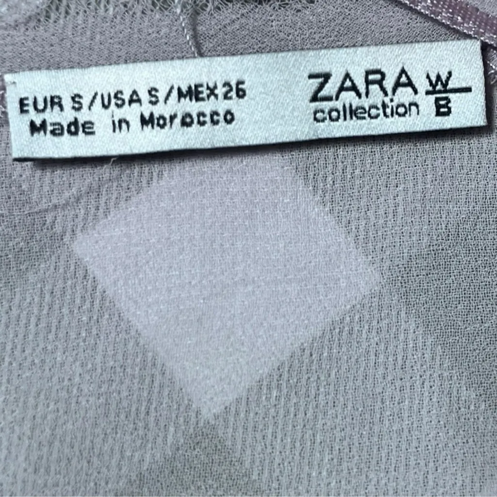 Zara Sheer Lined Purple Lilac Sheath Dress Size S Feminine Ethereal Garden Fairy - Image 4