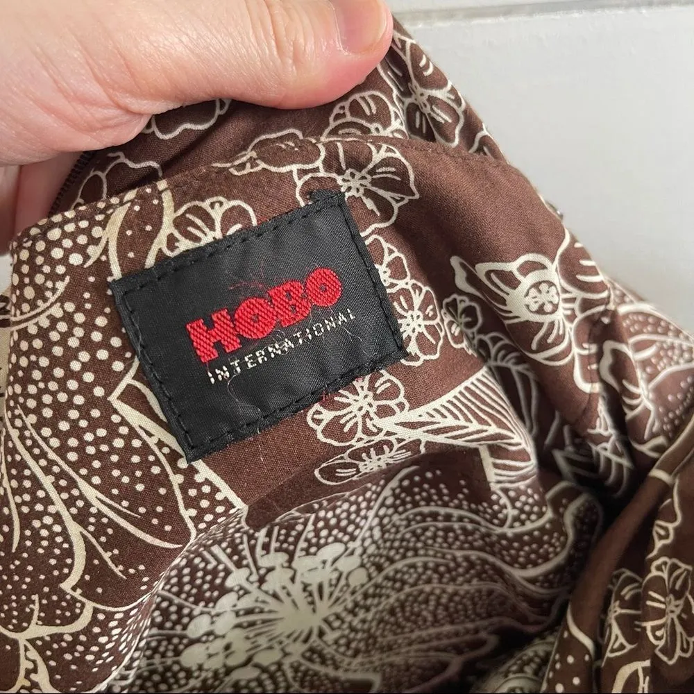 Hobo Brown Woven Slouchy Shoulder Bag Rosette Boho Brown - Image 6