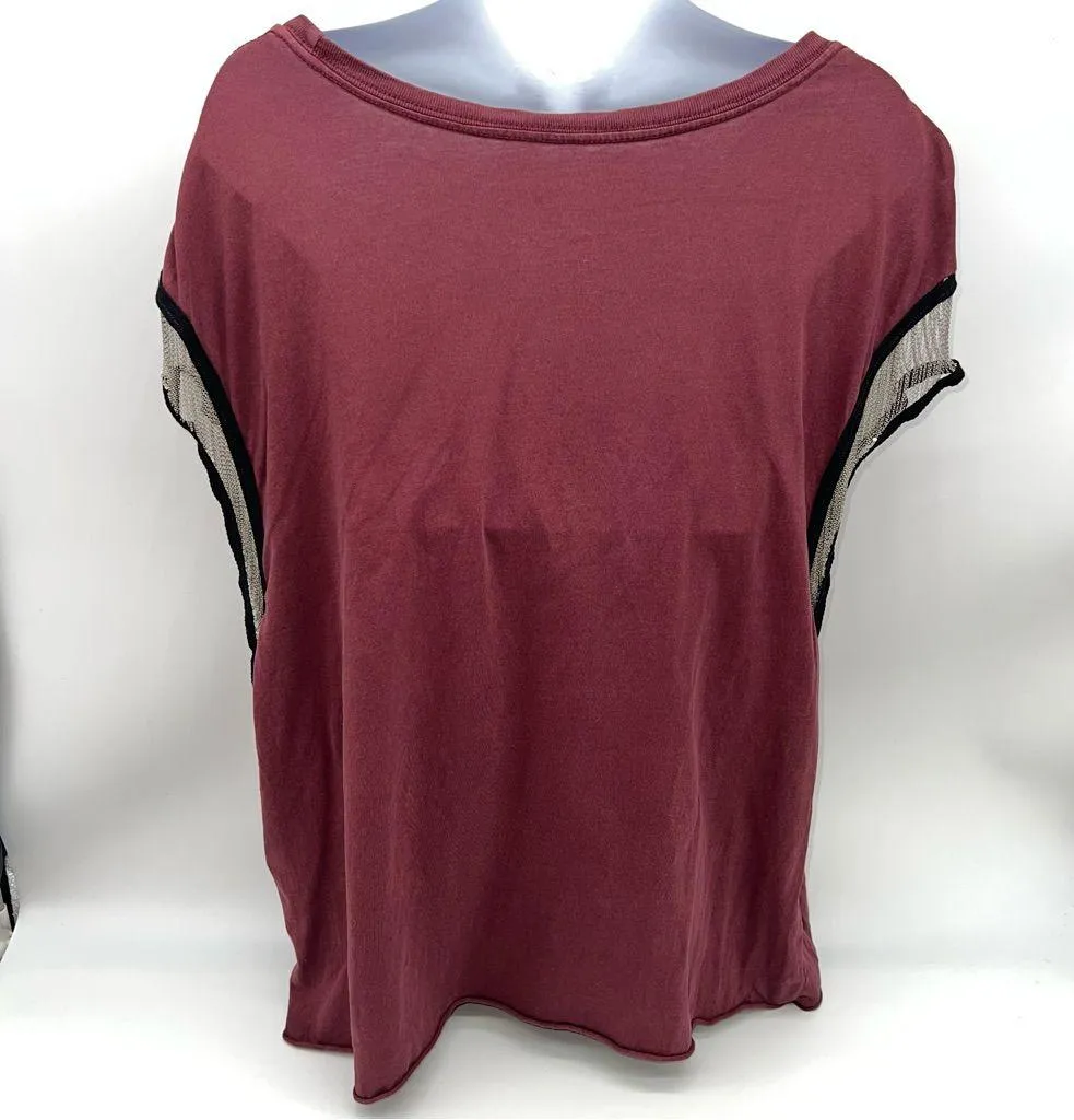 Whitney Houston Graphic Women's Top in Maroon w/Fine Chains at Armholes - Image 6