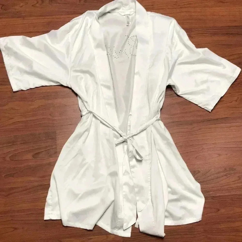 Gilligan & O’Malley White Bride Robe, M/L Size L - Image 5