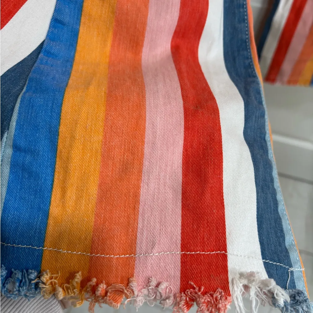 Boutique Rainbow Striped Multicolor Bell Bottom Women Jeans, Small Pink Size undefined - Image 6