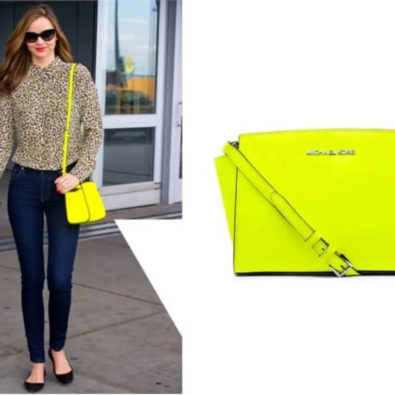Michael Kors Neon Yellow Selma Saffiano Leather Mini Messenger Bag Crossbody - Image 14