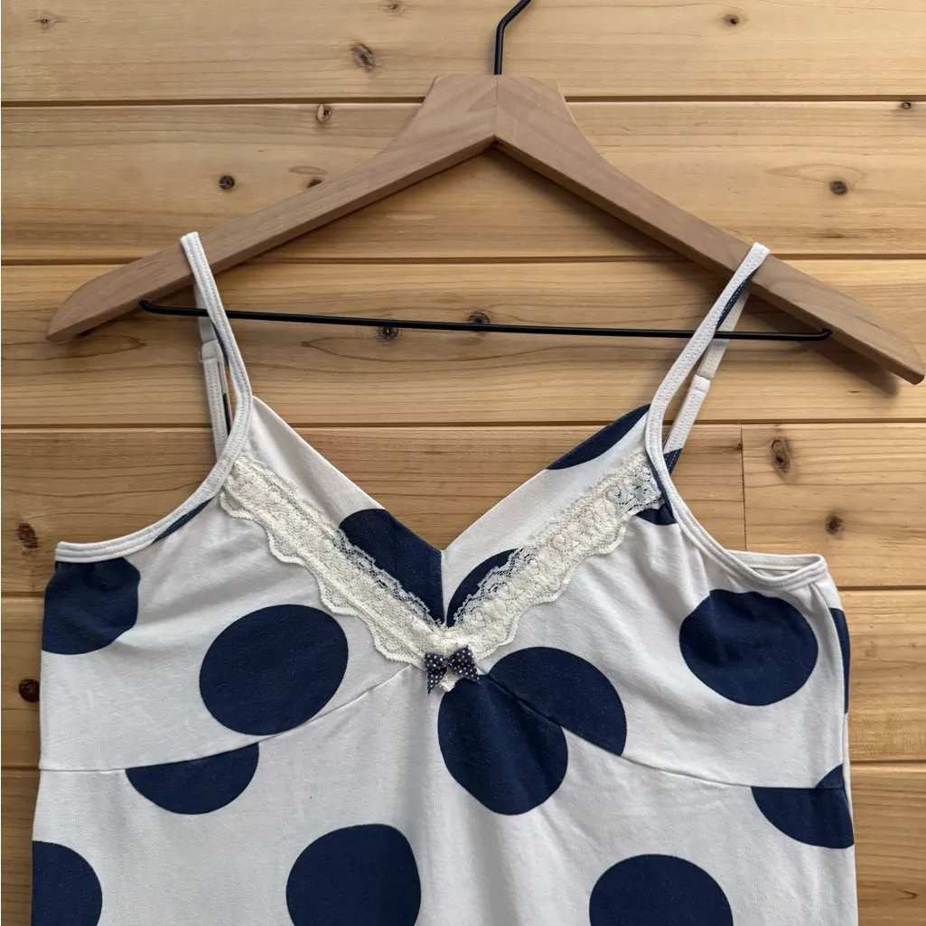 Vintage Sabary Lingerie Size Small Navy White Babydoll Lacey Strappy Tank Top Blue - Image 6