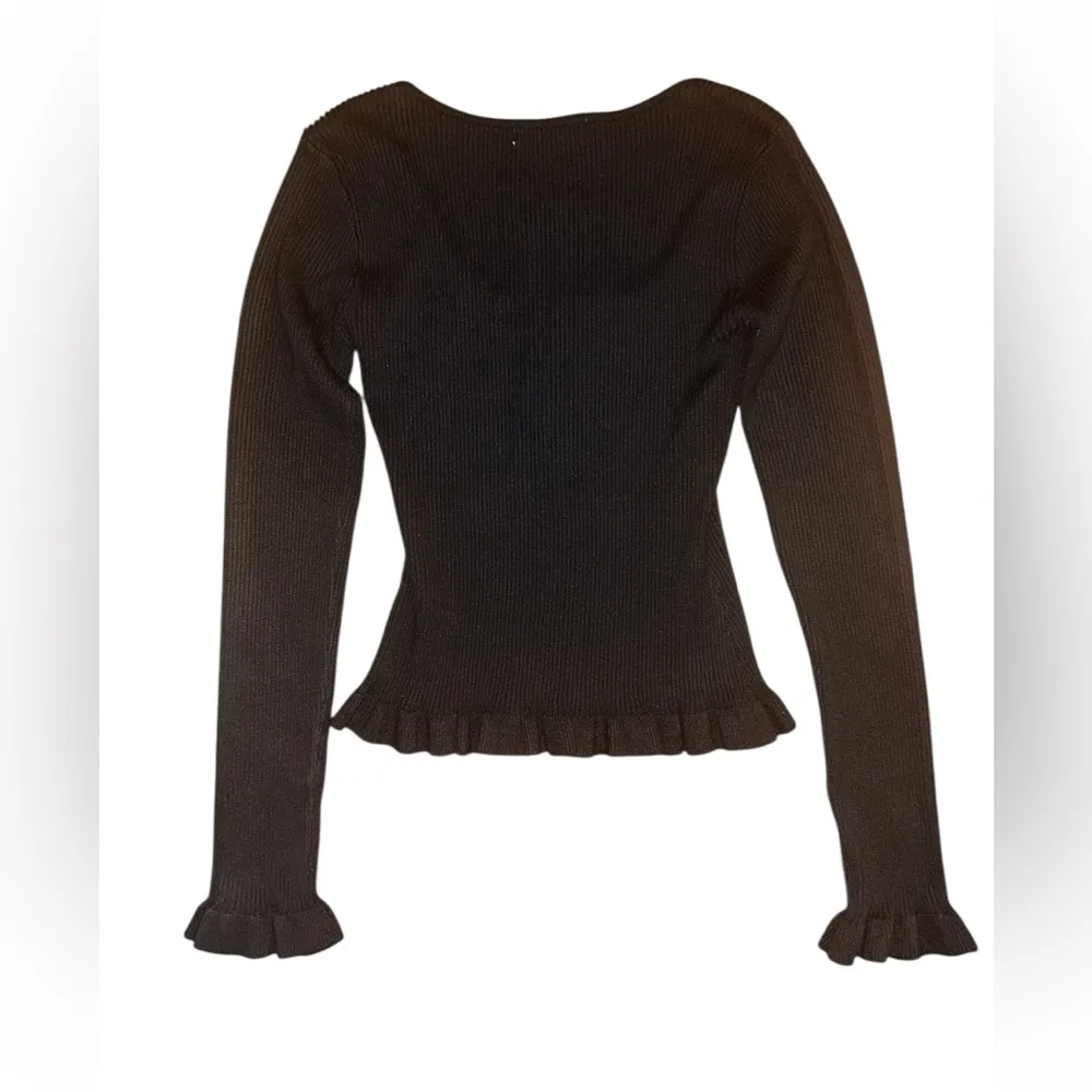 Baltic Born Black Fitted Ribbed Long Sleeve Blouse NWT - Image 6