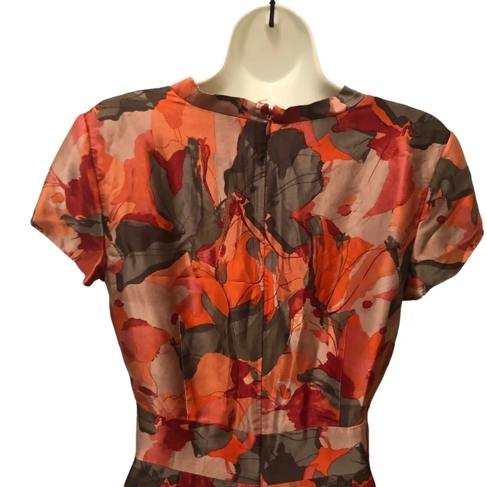 Fall Floral SILK Dress Sz. 4 Empire Waist POCKETS Photo Shoot - Image 4