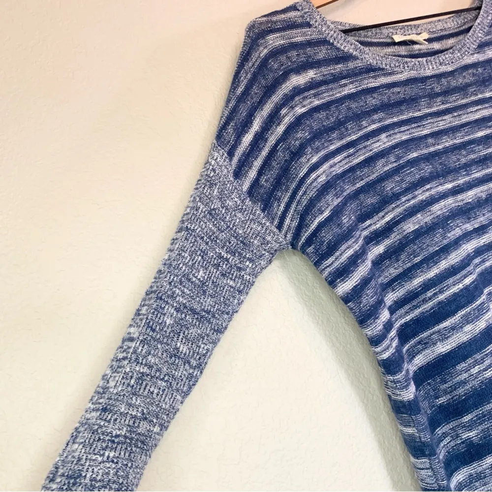 Eileen Fisher Long Sleeve Linen Blend Knit Sweater Marled Blue Size M - Image 5