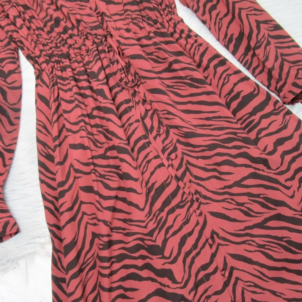 RAILS Jade Rust Tiger Stripe Hi-Low Button Front Midi Dress Women’s XS NWT - Image 6