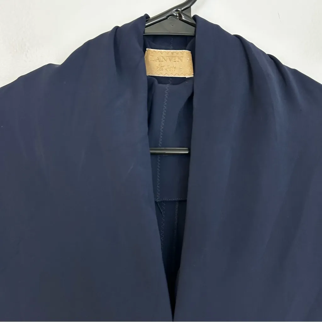 Lanvin 2011Alber Elbaz Navy Blue Split Neck Dolman Sheath Midi Dress Size 8 - Image 4