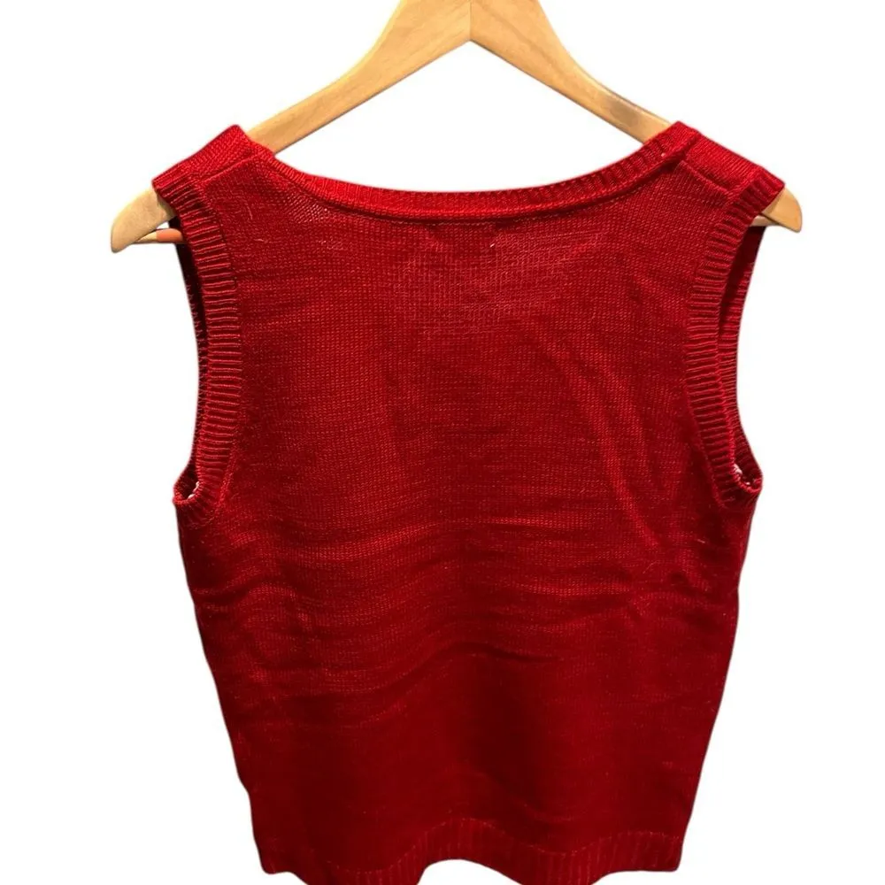 Xhileration red ugly Christmas Sweater Vest with Snowflakes and Dog Design large - Image 2