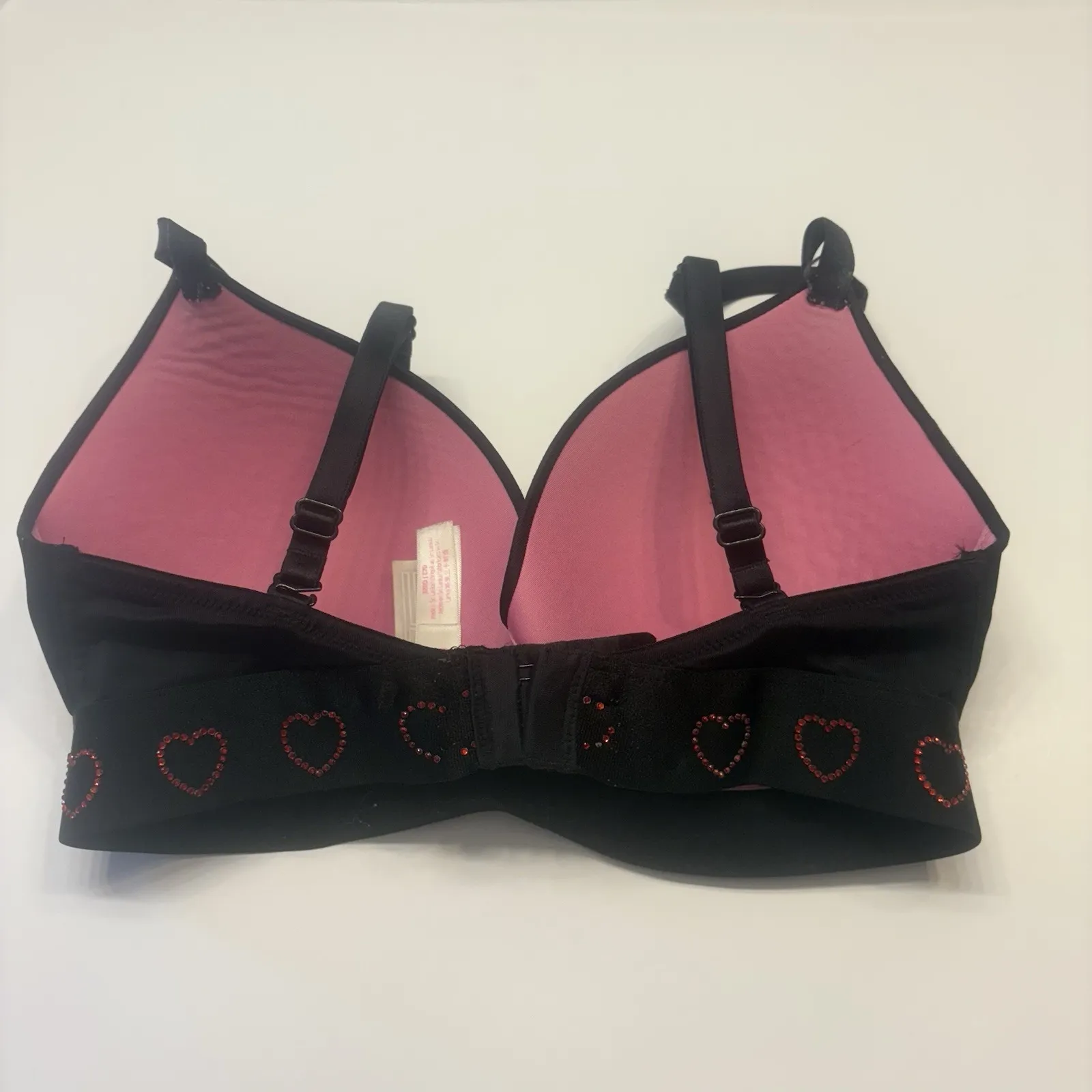 Victoria Secret PINK Wear Everywhere Wireless Push Bra 32DD Red Rhinestone Heart - Image 4