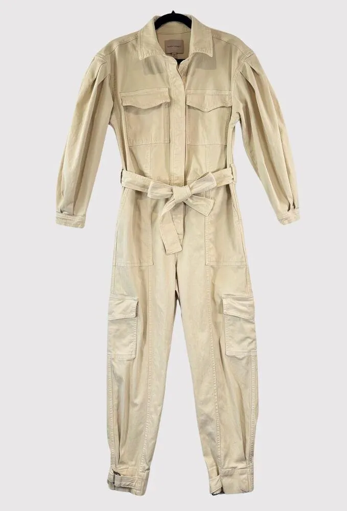 Banana Republic Womens Coverall Beige Andi Moleskin Flightsuit Long Sleeve XS - Image 2