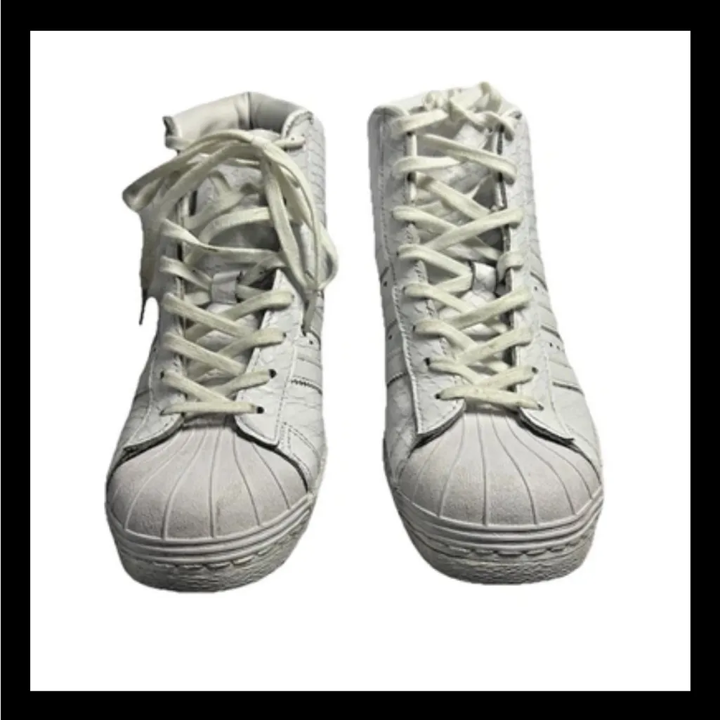 Adidas Superstar Up ‘Snakeskin’ Mid Top Athletic White Sneakers Womens Size 8 - Image 5