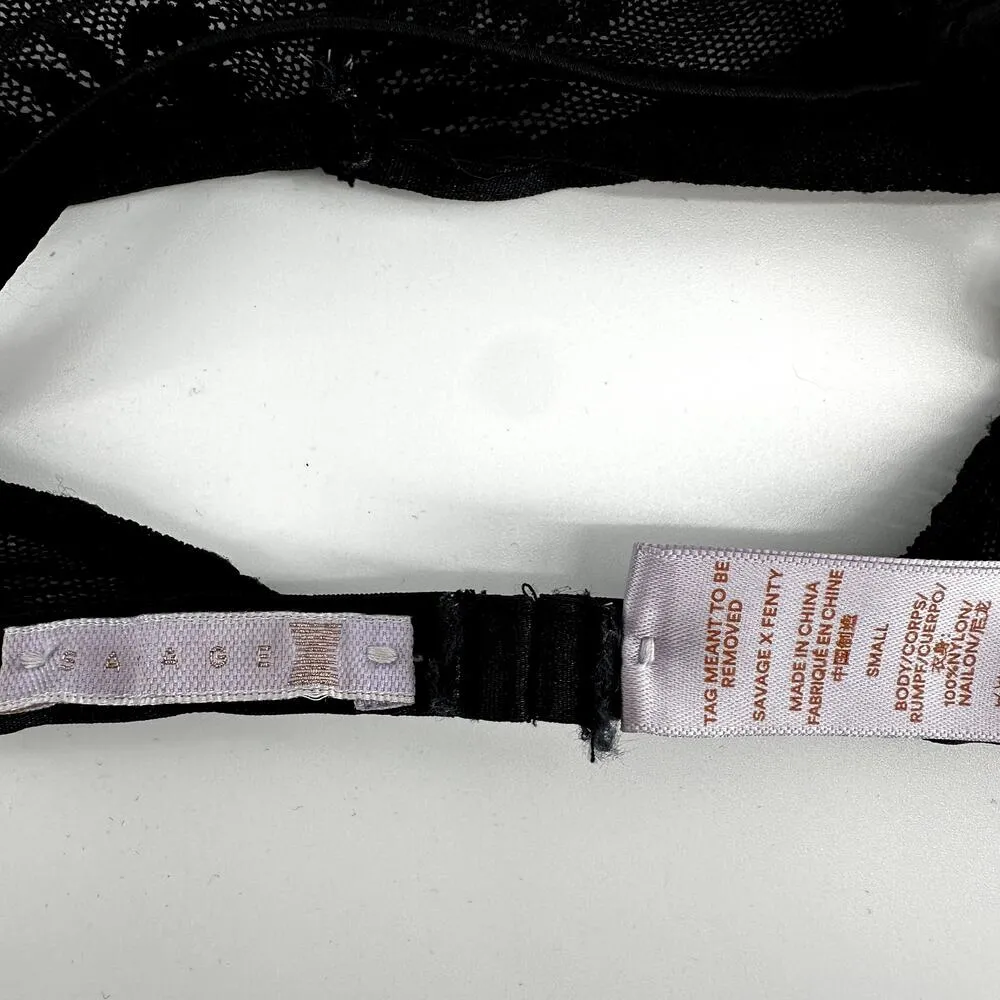 Savage Sheer Lace Strappy Bra Mesh Wireless Breathable Unlined Black Small - Image 2